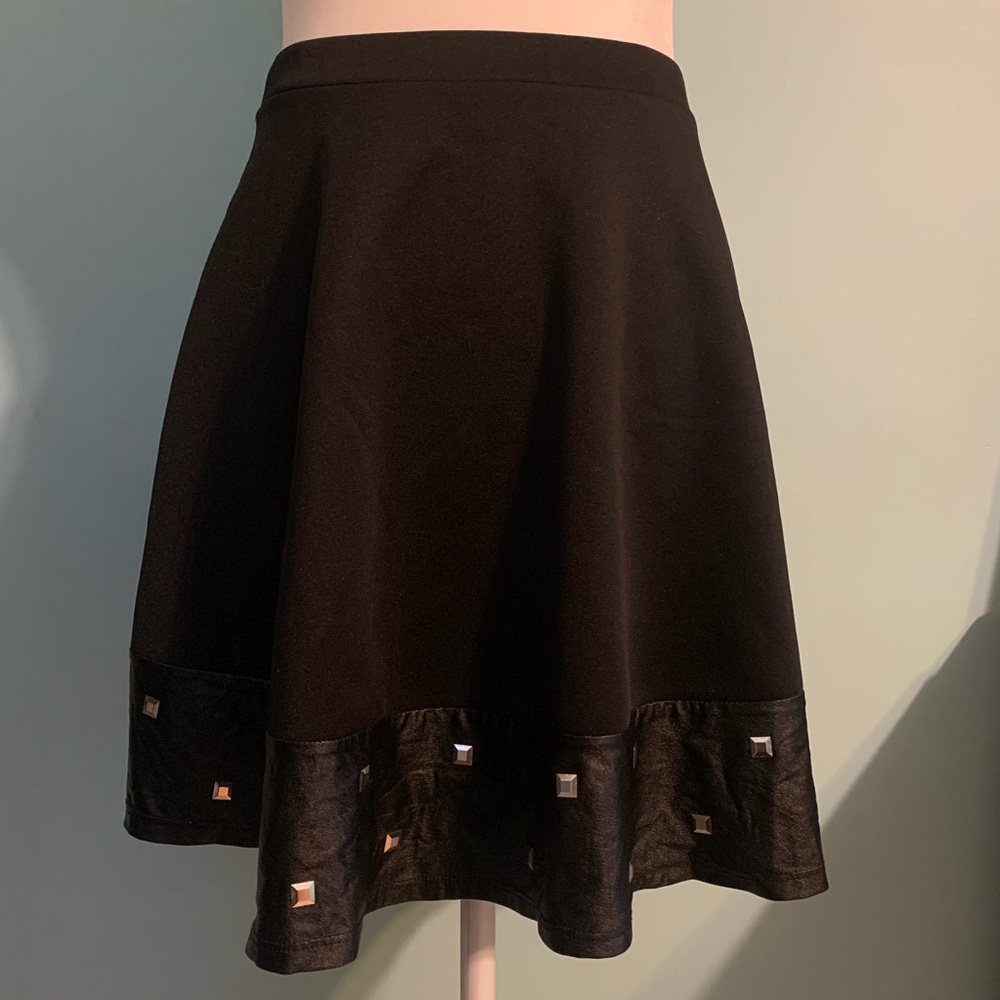 Black High Waisted Skater Skirt